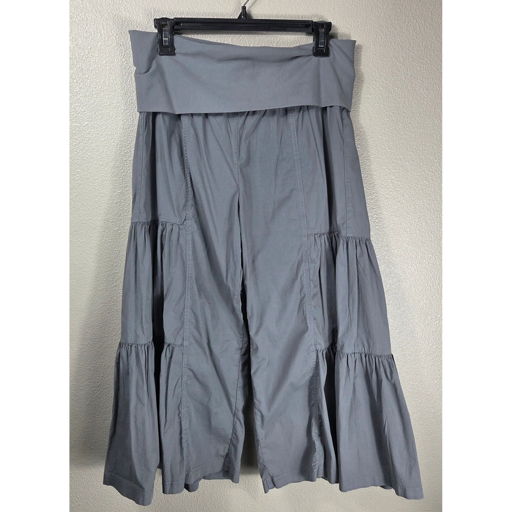 XCVI Cropped Side Tier Palazzo Pants Women's 1X Gray Tiered Wide Leg Langenlook